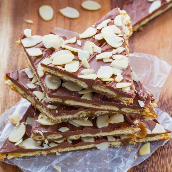 Almond Rum Saltine Cracker Toffee