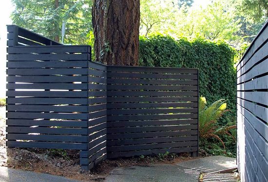 Darkly Painted Wooden Garden Fence