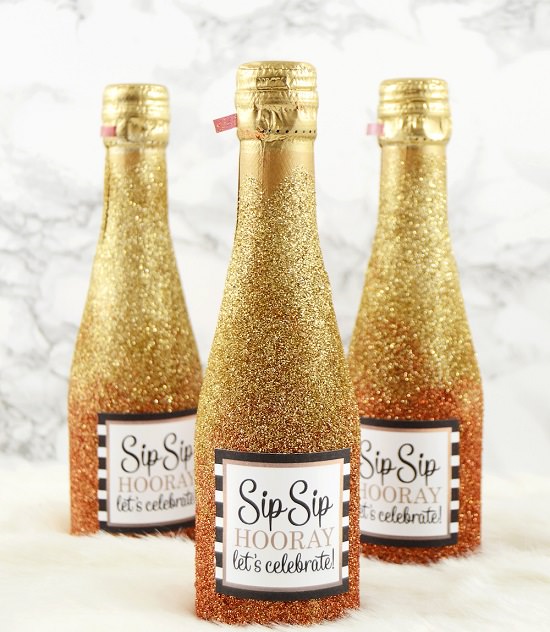 DIY Glitter Champagne Bottles 3