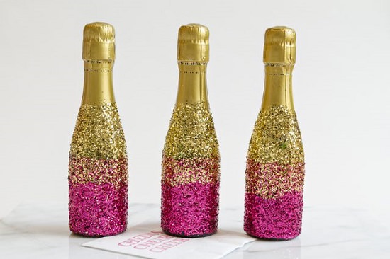 DIY Glitter Champagne Bottles 14