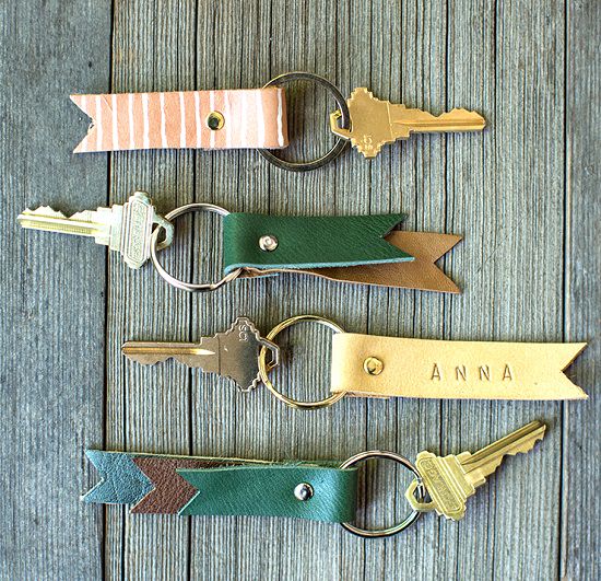 DIY Leather Heart Keychains