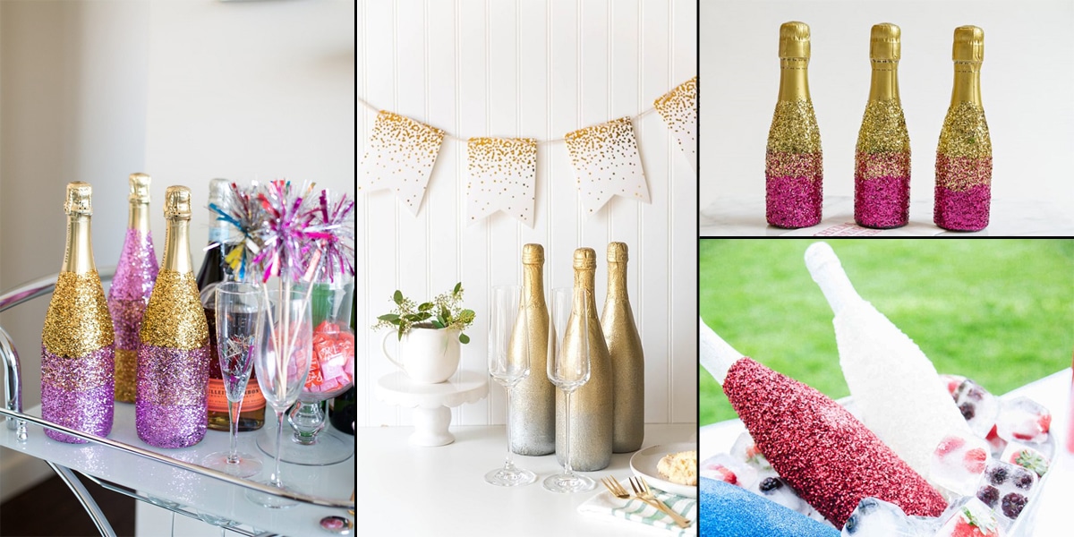 14 DIY Glitter Champagne Bottles to Decorate your Home ⋆ Bright Stuffs