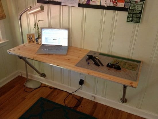 Wall Mounted Computer Desk with Angled Supports