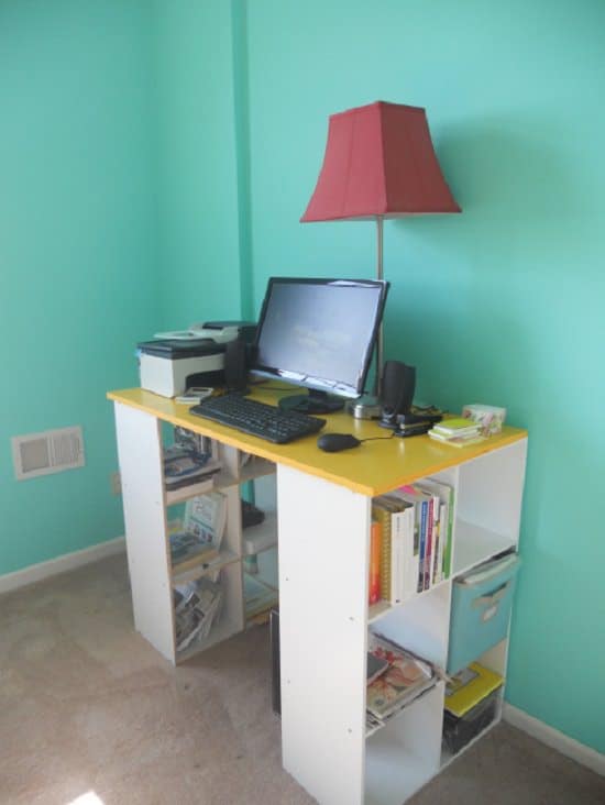 DIY Computer Desk Idea With Two Bookshelves