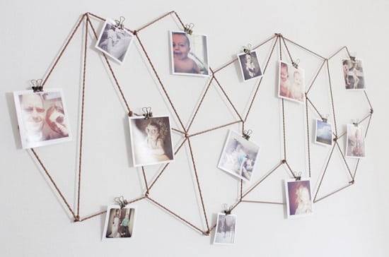 DIY Geometric String Photo Wall