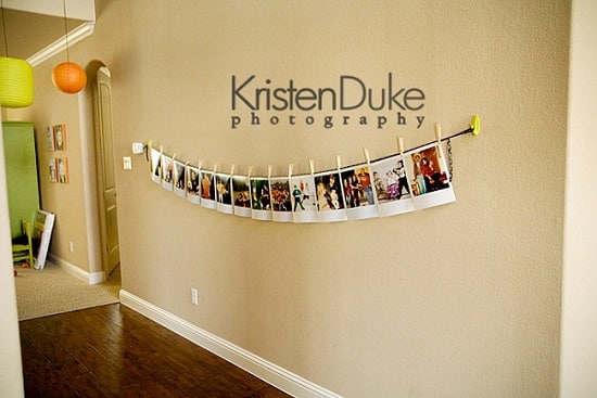 Polaroid Clothesline Photo Wall