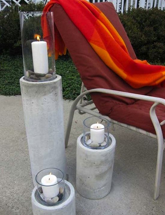 DIY Concrete Tall Candle Holders