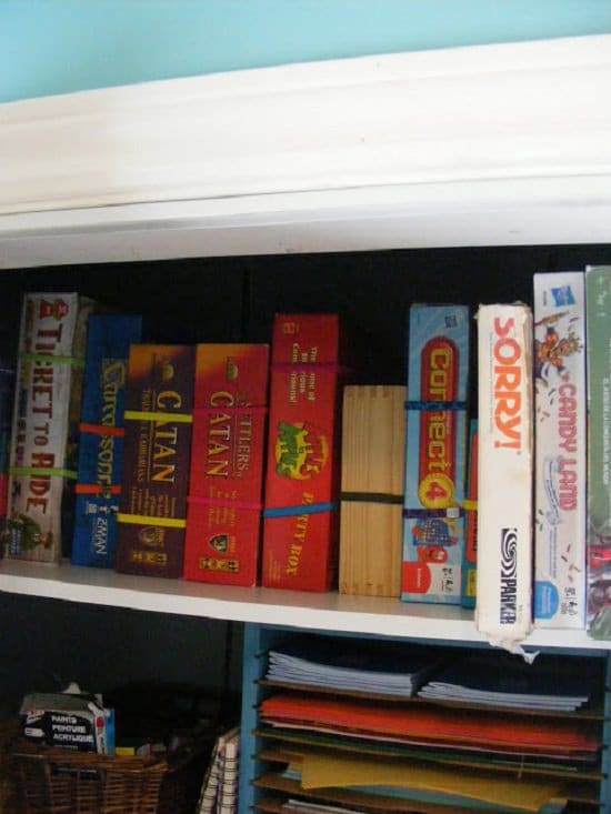 Organized Board Games on a Shelf