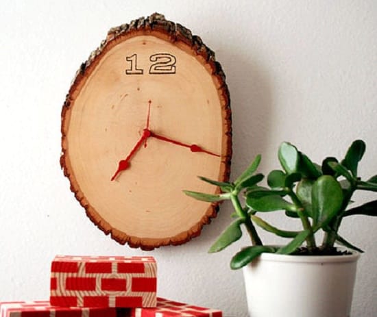 Rustic Wood Slab Clock