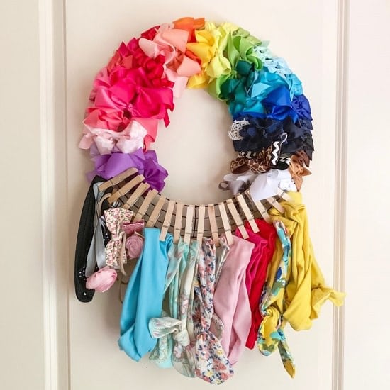 Clothespin Hair Bow Holder Wreath