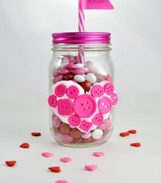 Button Heart Mason Jar