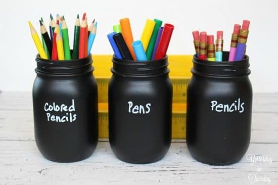 Chalkboard Painted Pencil Storage Jar