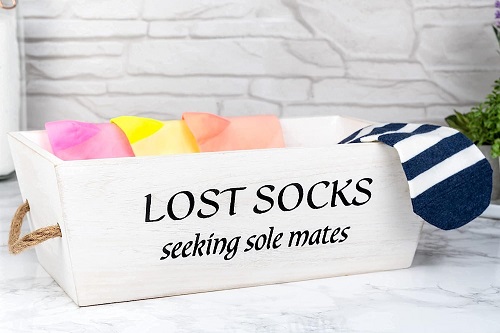Lost Socks Wooden Basket