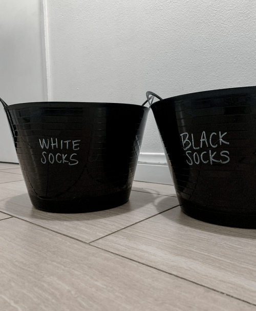 Plastic Buckets as Socks Organizer