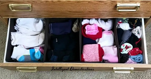 Sock Drawer Organization with Collapsible Containers