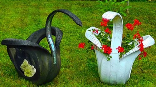 DIY Recycled Tire Swan Planter
