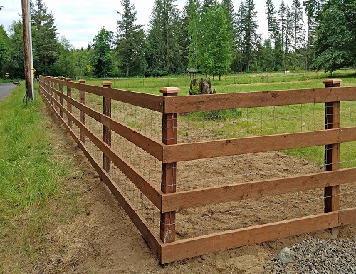 Wood and Wire Farm Fence