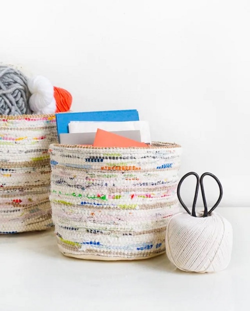 DIY Rag Rug Storage Baskets