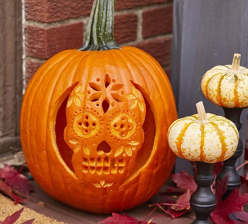 DIY Sugar Skull Pumpkin