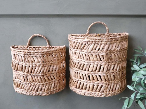 Woven Baskets on Wall Hooks