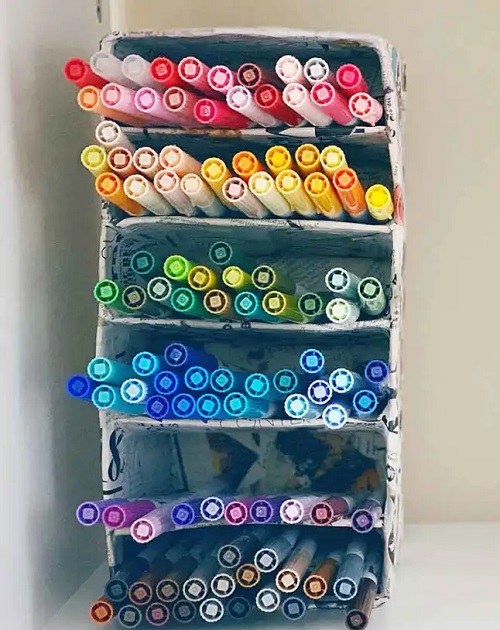 DIY Cardboard Box Markers Organizer