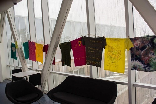 Hang T-shirts on Clothesline