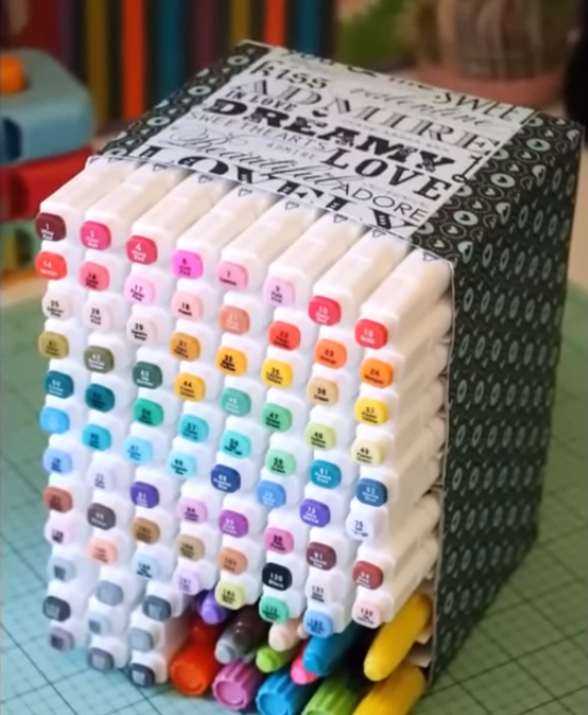 DIY Cereal Box Marker Storage