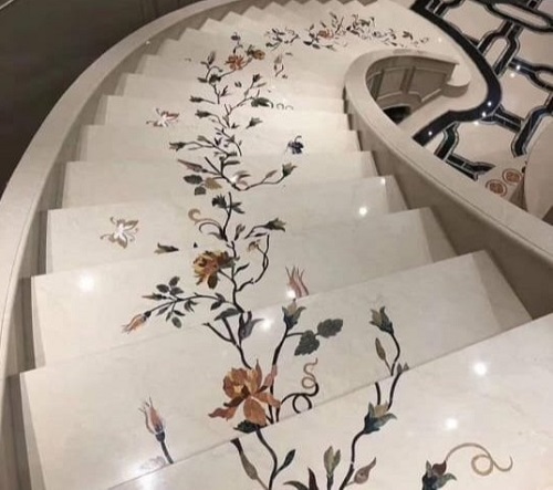 Floral Themed Tiled Staircase