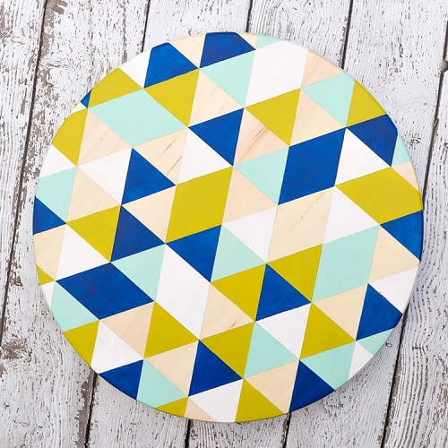 Geometric Painted Lazy Susan DIY