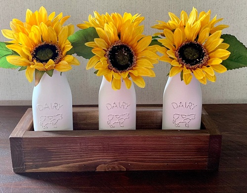Milk Bottle Sunflowers Decor