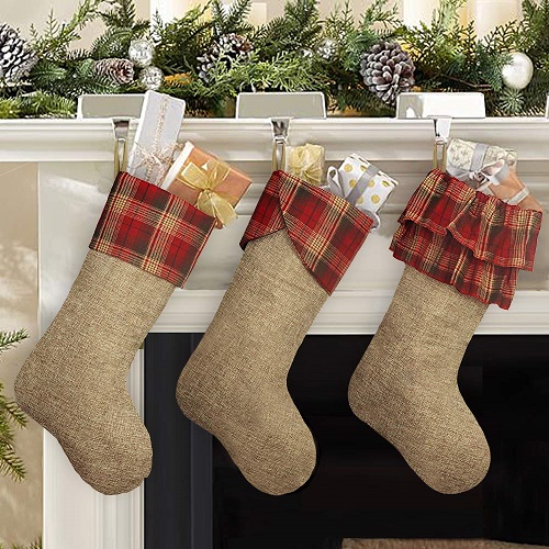 Rustic Burlap Christmas Stockings