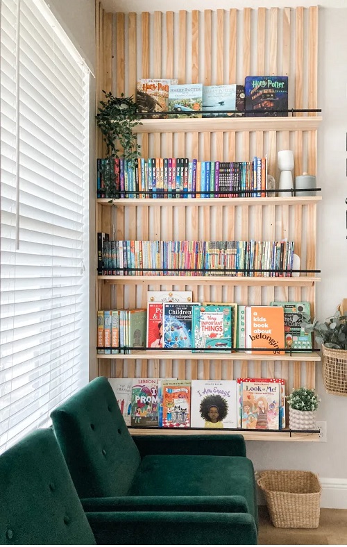 DIY Slat Wall Bookshelves