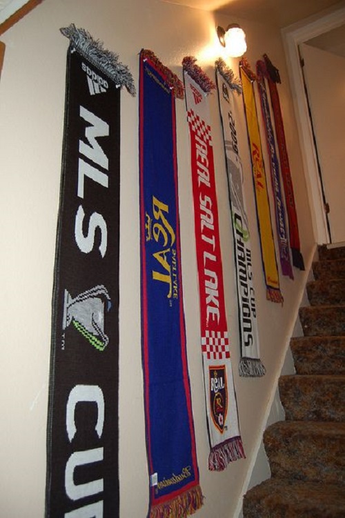 Soccer Scarves Stairway Wall Decor