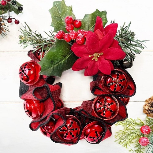 DIY Jingle Bell & Ribbon Wreath