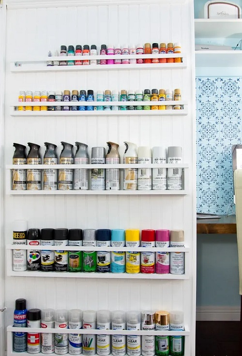 Wooden shelves Spray Paint Storage Ideas 