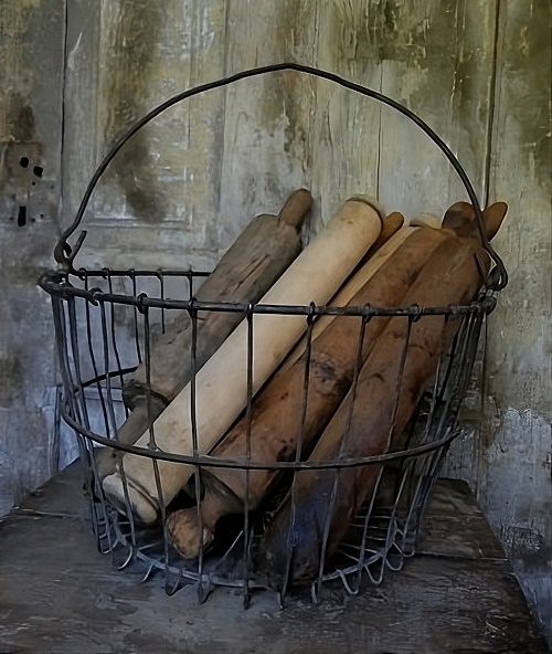 Rolling PInk in Wire Basket