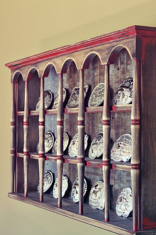 Cup and Saucer Shelving Turned Rustic Belt Buckle Holder