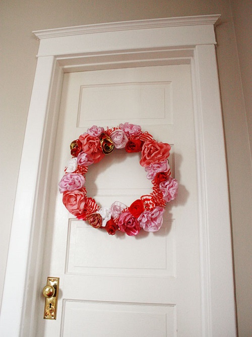 Valentine Ribbons Rose Wreath