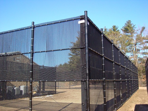 Black Chain Link Fence with Fabric Panels