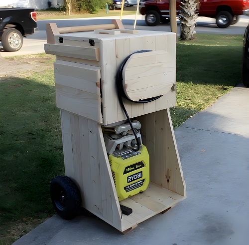 DIY Air Compressor Nail Gun Storage Cart