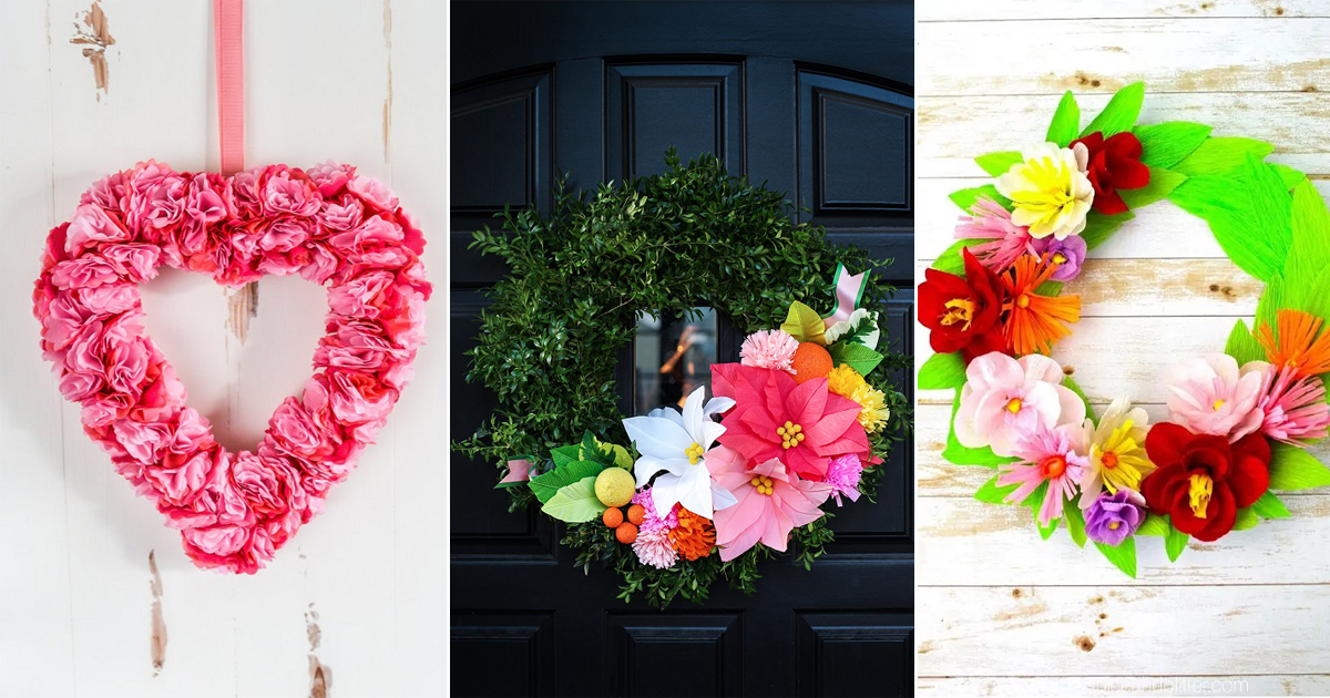 8 DIY Paper Flower Wreath Ideas ⋆ Bright Stuffs