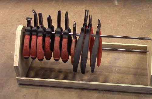 DIY Wood and Rod Plier Rack