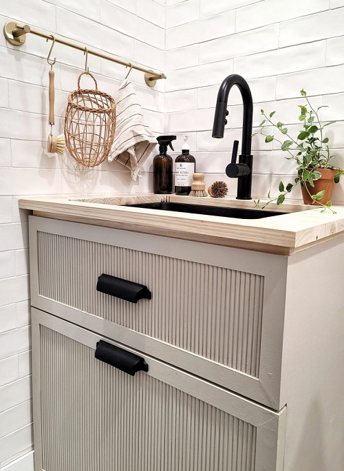 Laundry Room Fluted Sink Cabinet