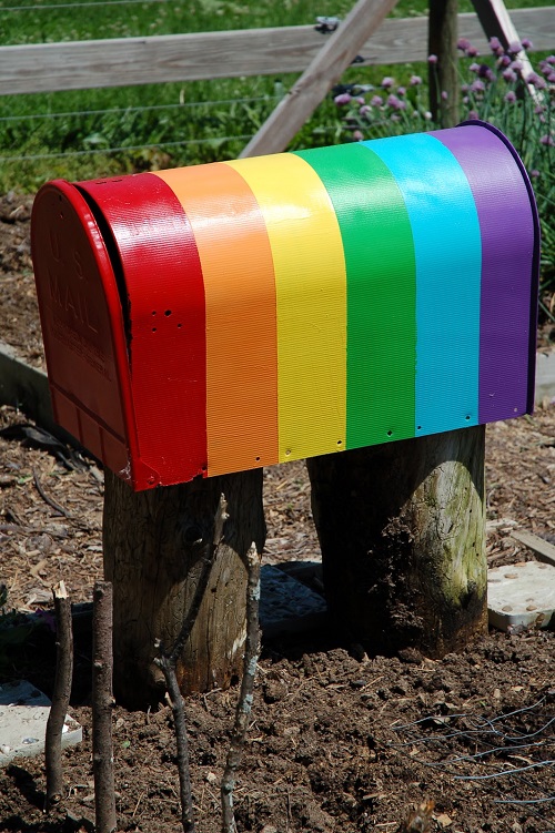 Rainbow Stripes on Mailbox