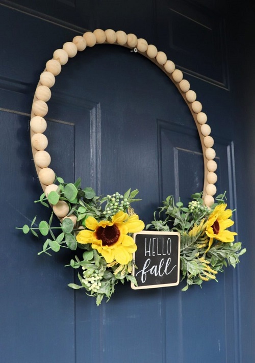 Wreath With Sunflowers and Chalkboard