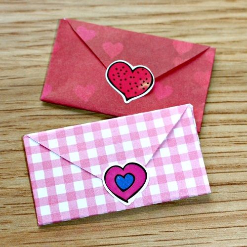 Tiny Folded Heart Envelopes