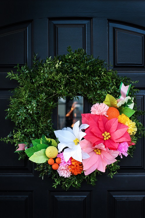 DIY Boxwood Floral Wreath Idea