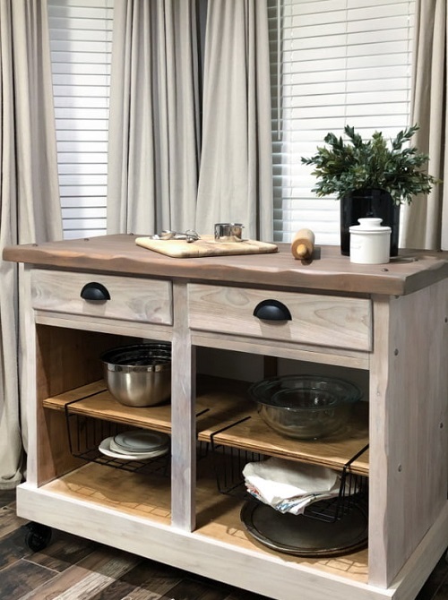Cabinet Turned Mobile Kitchen Island