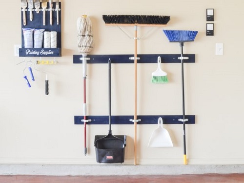 Broom and Other Cleaning Tools Storage Rack Idea