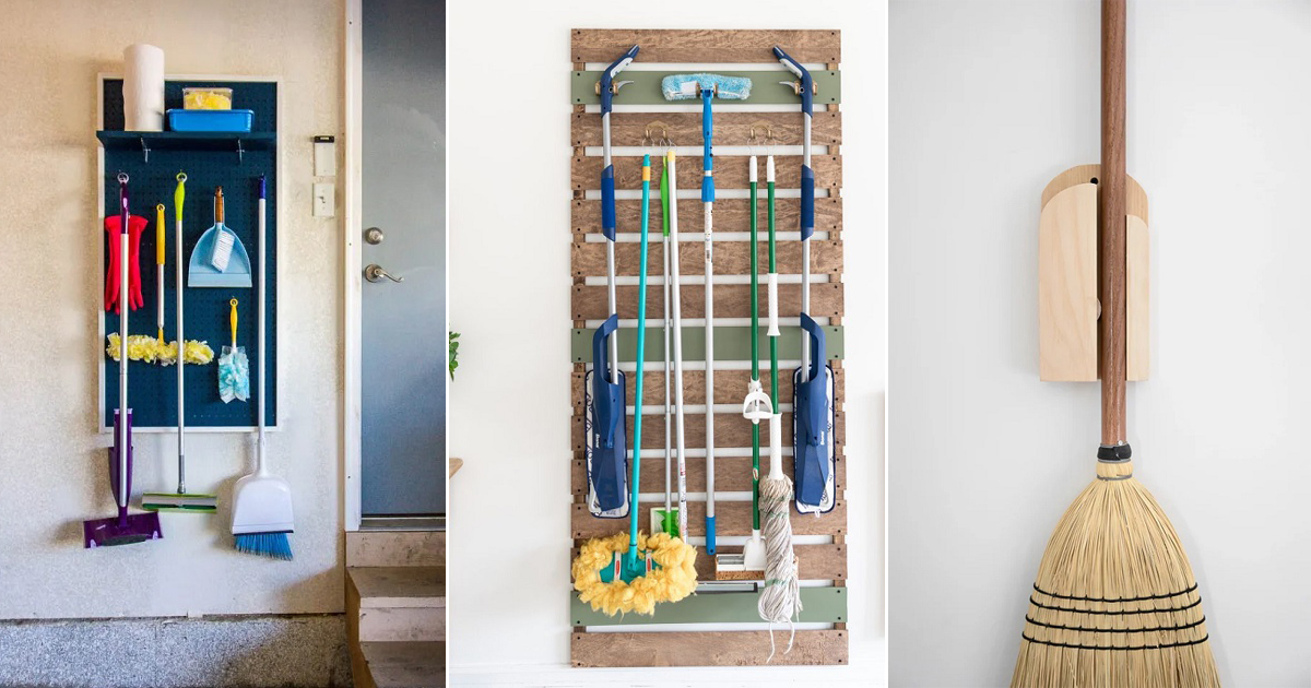 7 Clever DIY Broom Holder Ideas ⋆ Bright Stuffs